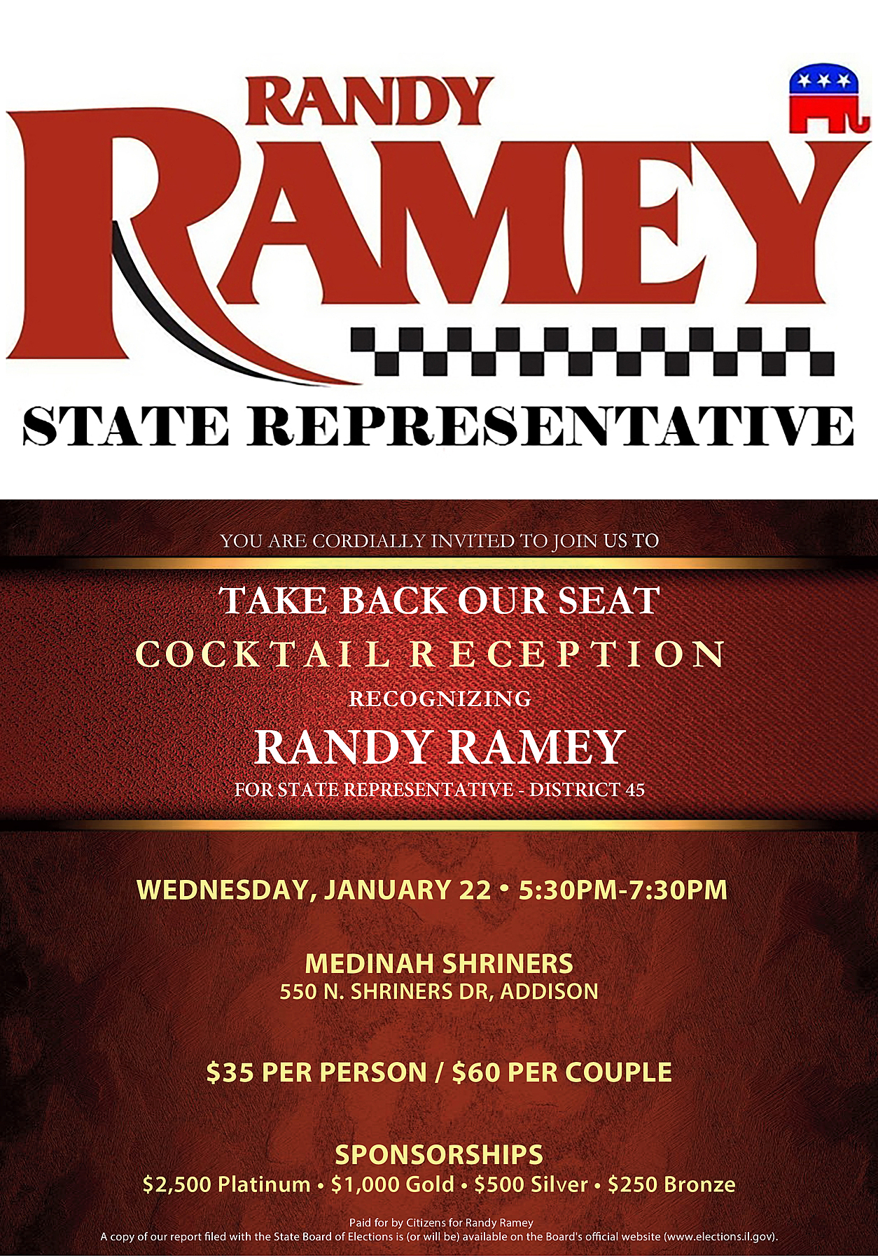 Randy Ramey for State Representative: Take Back Our Seat Cocktail Reception