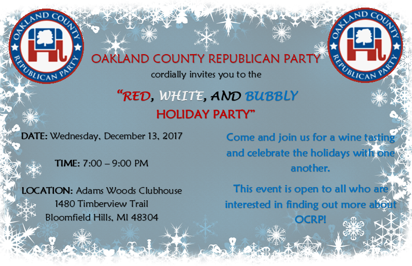 Oakland County Republican Party: Red, White, And Bubbly Holiday Party