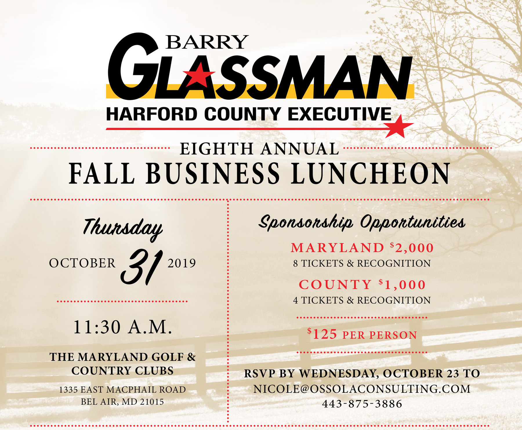 Friends of Barry Glassman: Eighth Annual Fall Business Luncheon