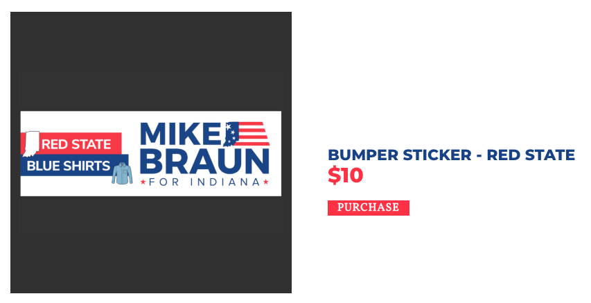 Mike Braun for Indiana: Store Bumper Sticker - Red State