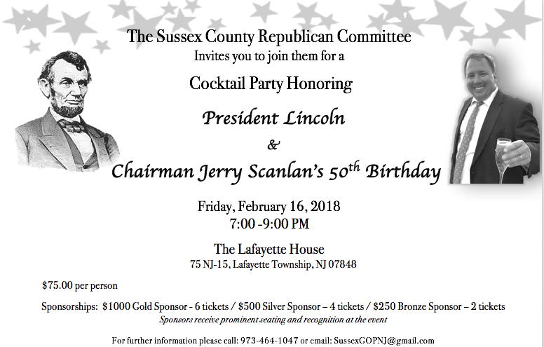 Sussex County NJ Republican Committee: Lincoln Day/Chairman's 50th Cocktail Party