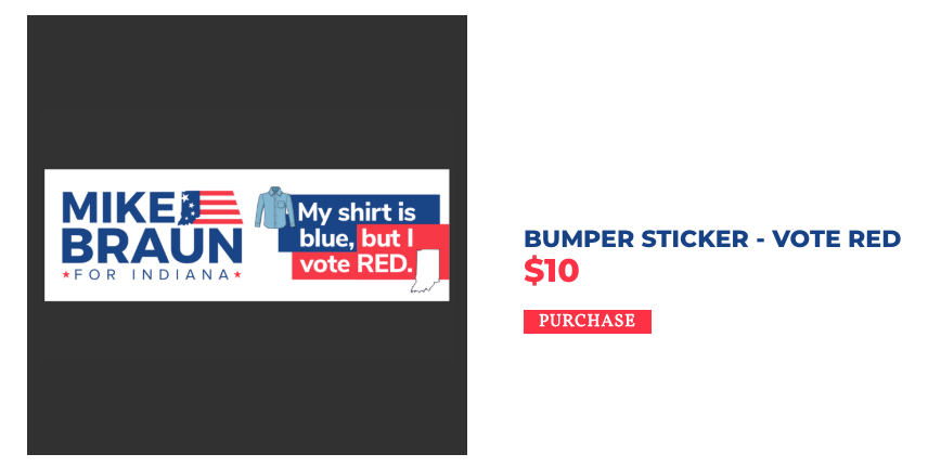 Mike Braun for Indiana: Store Bumper Sticker - Vote Red